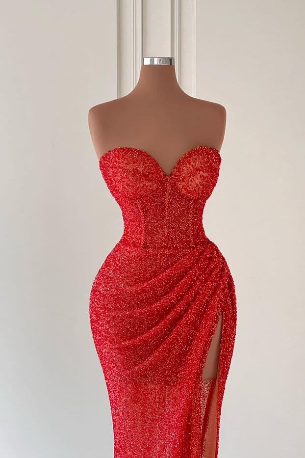 Charming Sweetheart Sleeveless Mermaid Prom Dresses Long Slit Online - Image 2
