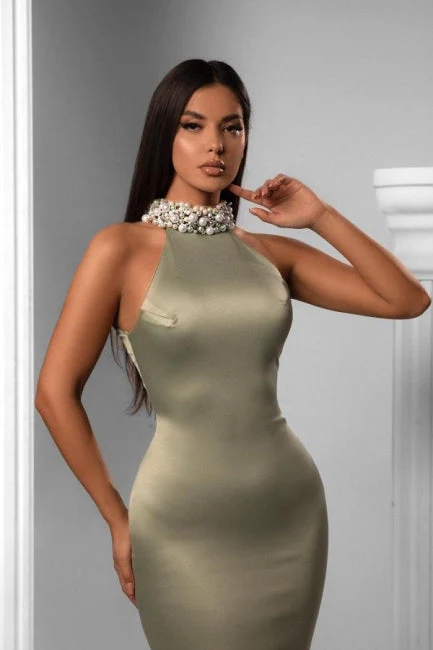Fabulous halter Sleeveless Mermaid prom Dress Beadings - Image 2