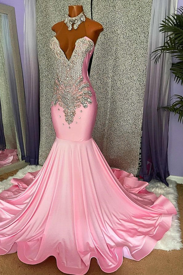 Chic High-neck Sleeveless Mermaid Prom Dress With Beading - Image 2