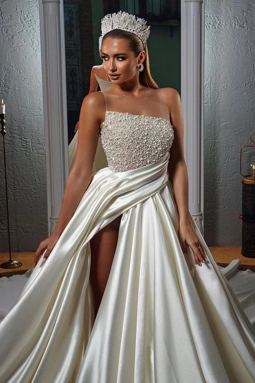 Elegant Illusion neck Ball Gown Wedding Dress With Fully Beaded Top - Image 2