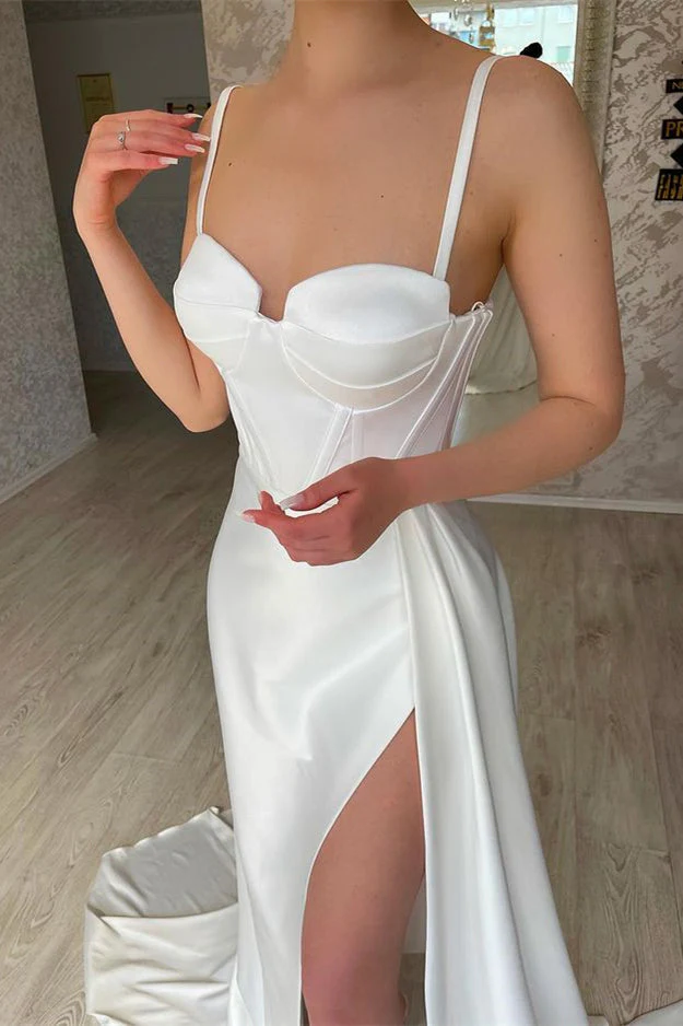 Elegant Ivory Sweetheart Mermaid Prom Dress with high split - Image 2