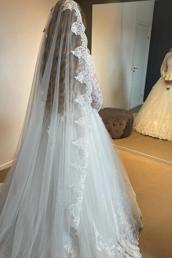 Fabulous Long Long Lace Wedding Dresses Online With Long Sleevess - Image 2