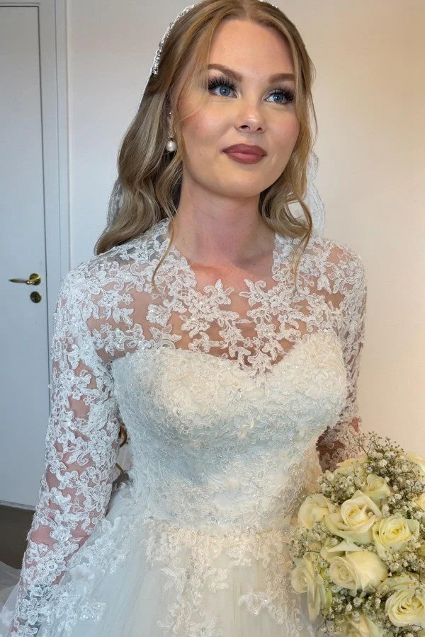 Fabulous Long Long Lace Wedding Dresses Online With Long Sleevess - Image 3