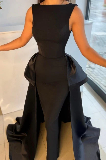 Gorgeous Long Black Graduation Dresses Fabulous Drom Dresses With Detachable Train - Image 3