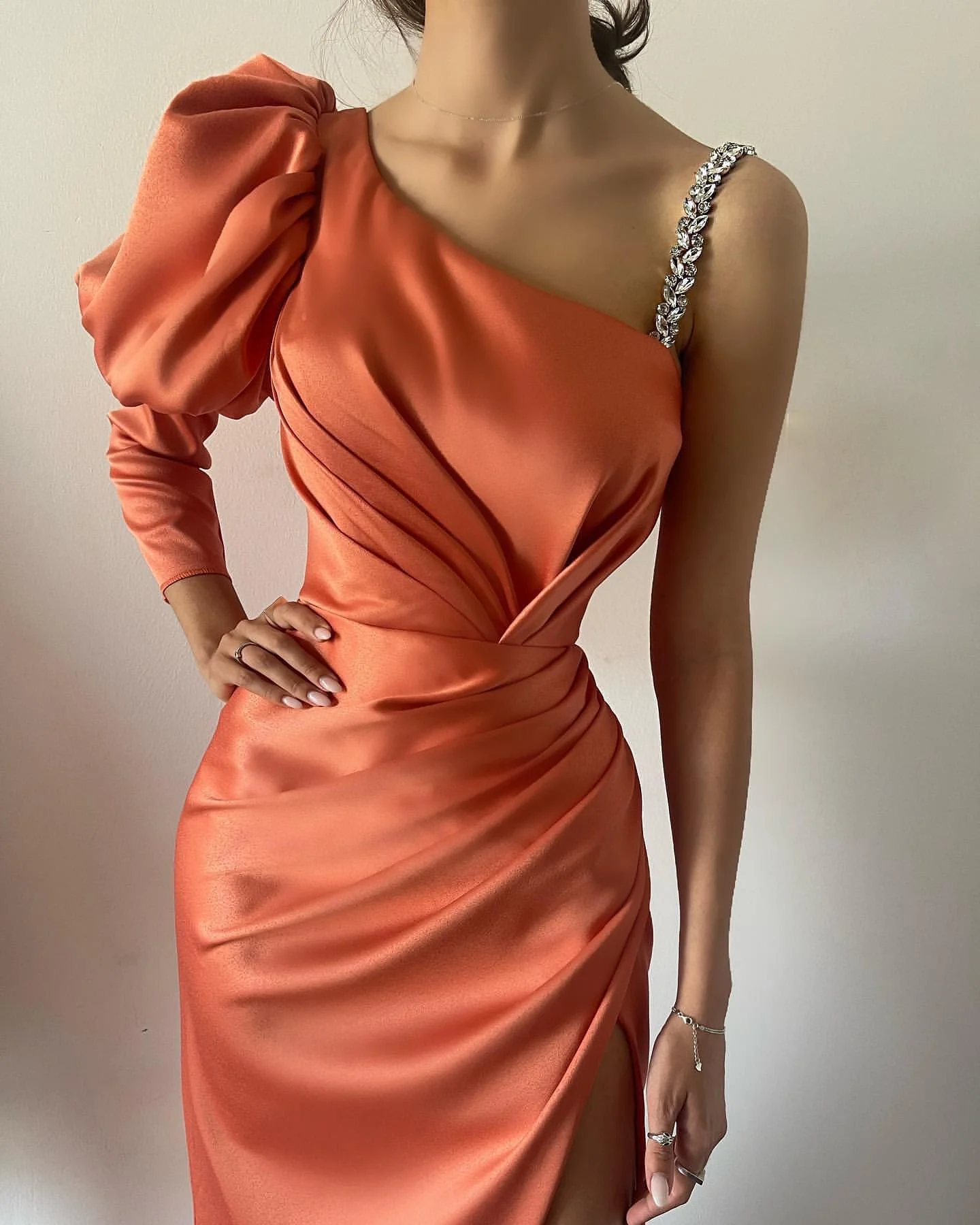 Charming Long Front Split Long Prom Dresses With Long Sleeve - Image 2