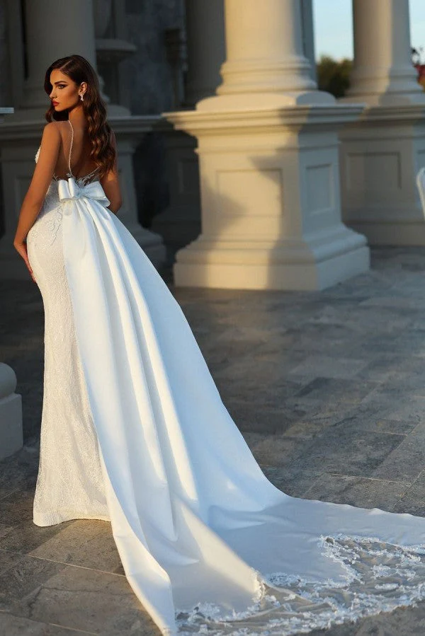 Fabulous Long Mermaid Sleeveless Wedding Dresses Online With Lace - Image 2