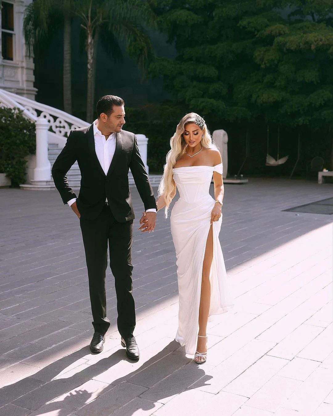 Charming Long Off-the-Shoulder Wedding Dress Slit Online - Image 2