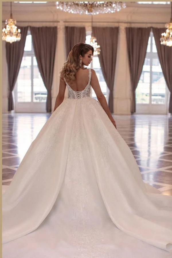 Fabulous Long Princess Long Sleevesless Wedding Dresses Online With Lace - Image 2