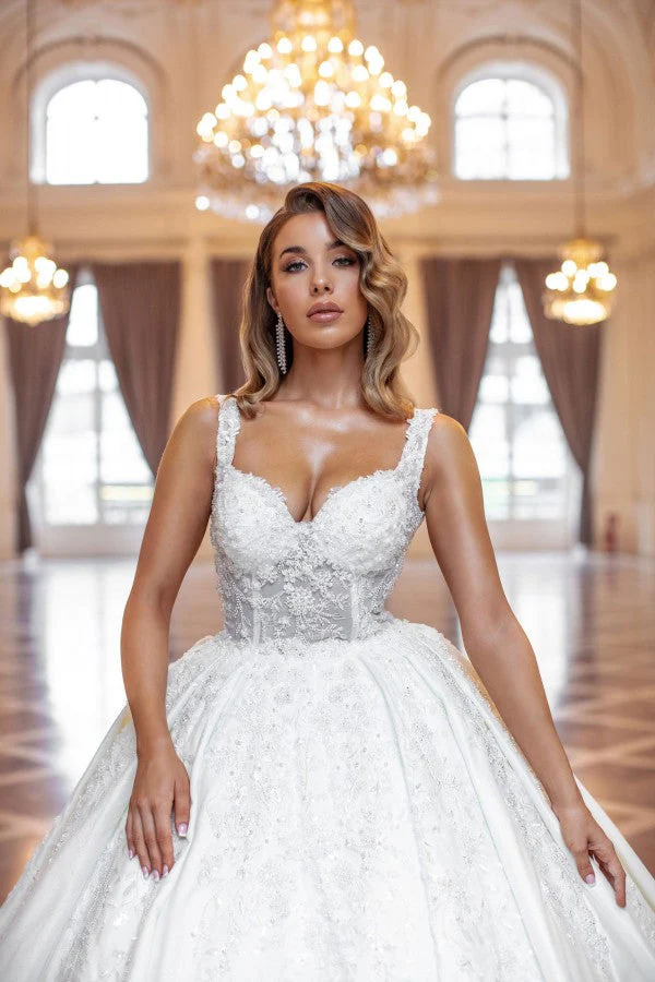 Fabulous Long Princess Long Sleevesless Wedding Dresses Online With Lace - Image 3