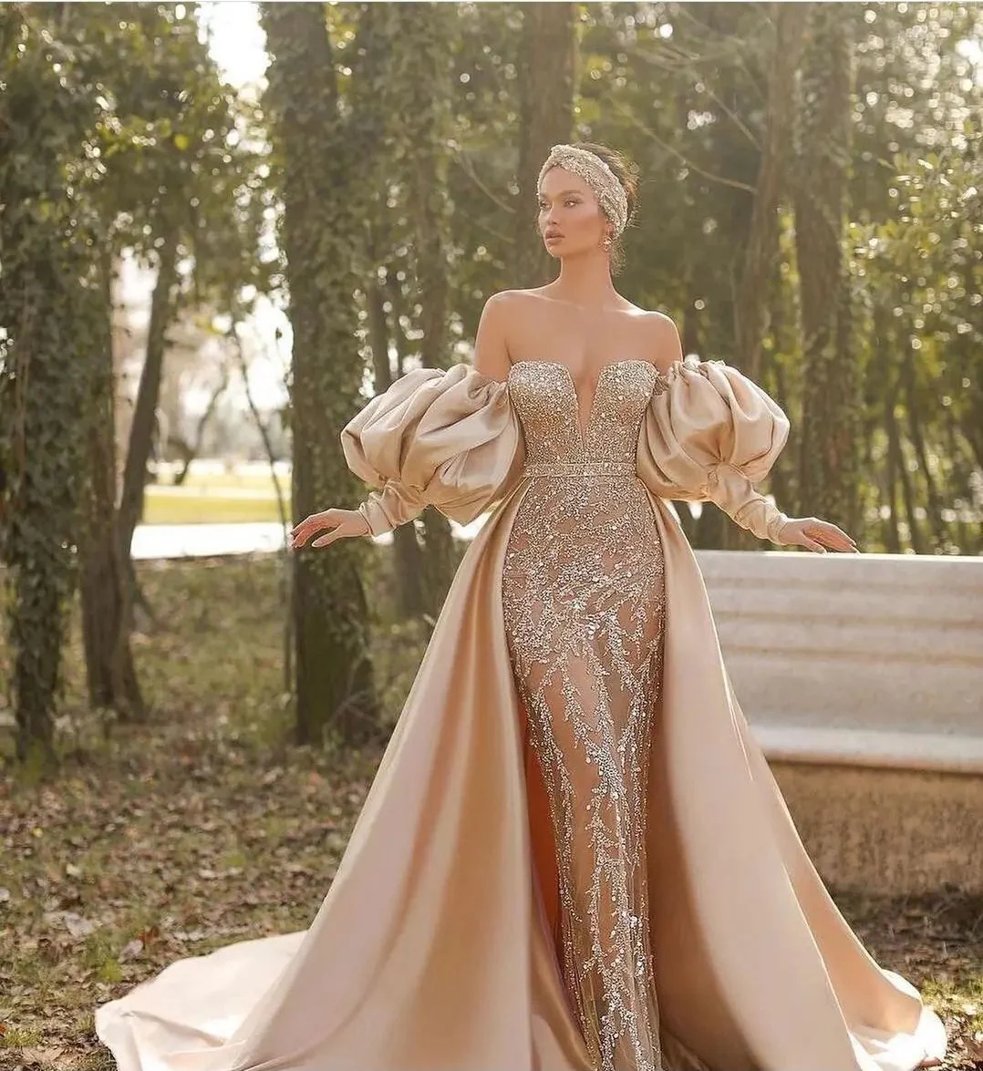 Glorious Off-the-shoulder Long Sleeve Evening Dress Mermaid Evening Gowns - Image 3