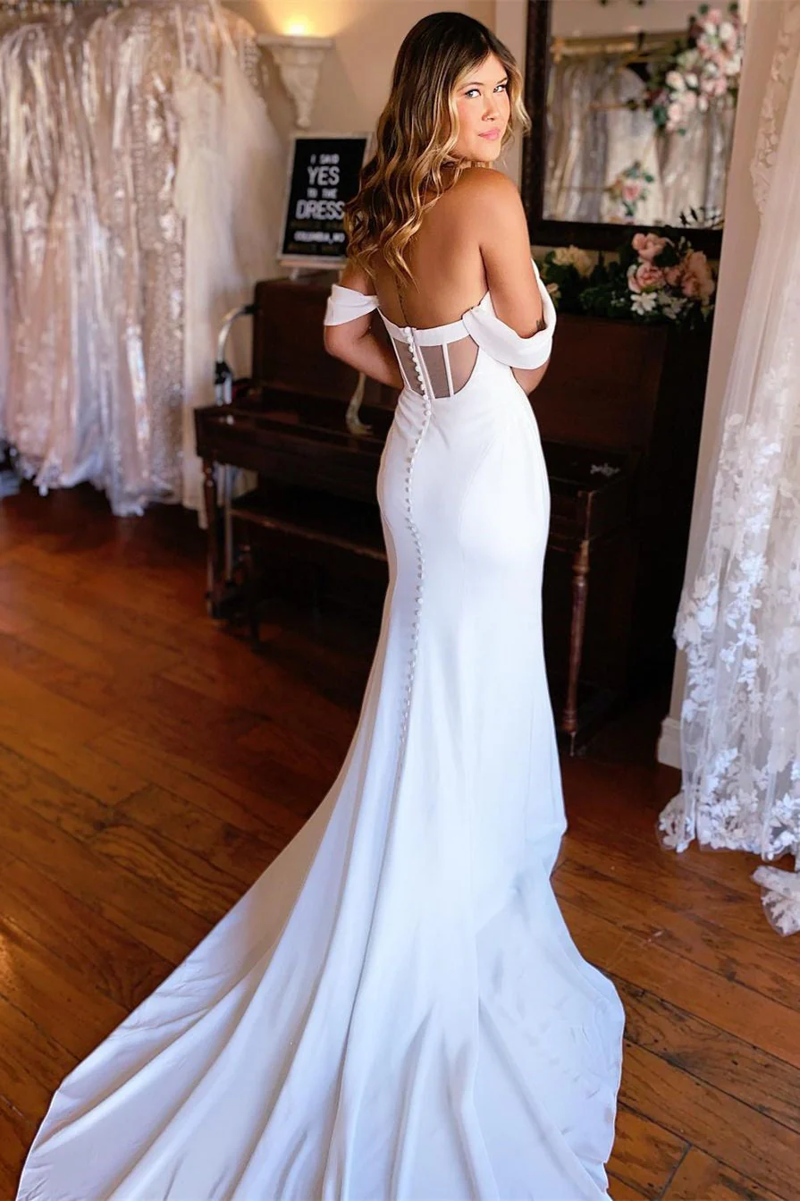 Gorgeous Mermaid  Backless Wedding Dresses  Off-the-shoulder - Image 2