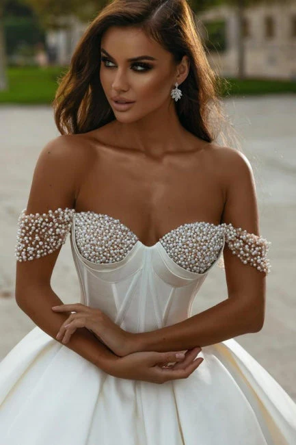 Ballbella Beautiful Off-the-shoulder Sleeveless Wedding Gowns With Beads Long - Image 2