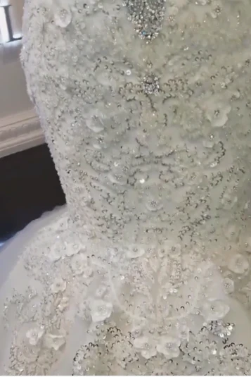 Elegant Off-the-shoulder Sweetheart Mermaid Wedding Dress Sequins Long - Image 4