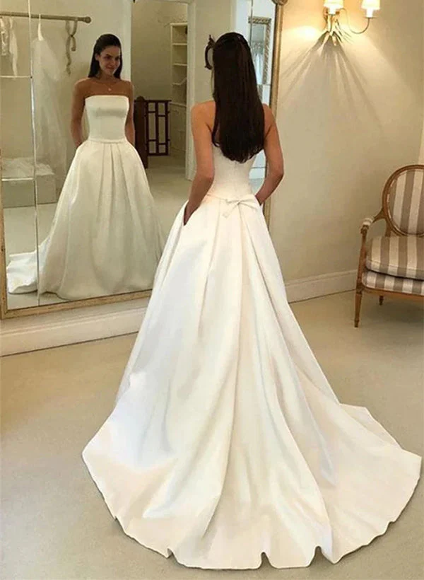 Elegant Satin Wedding Dresses Bows - Image 2