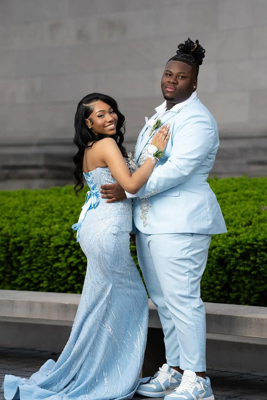 Elegant Sky Blue Strapless Sleeveless Mermaid Prom Dresses Sheath Gem With Lace-Up Back - Image 2