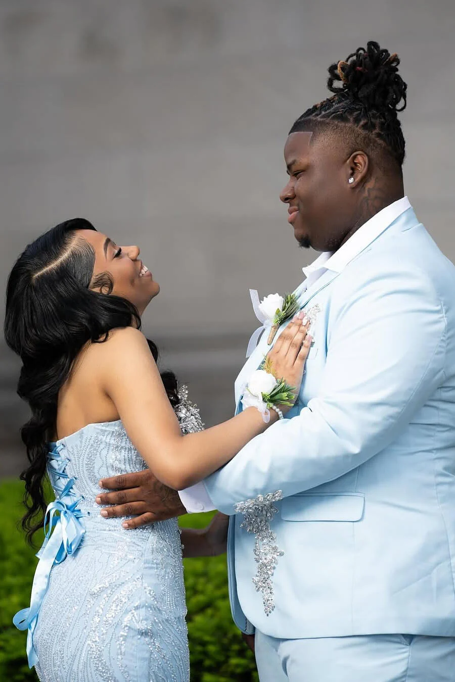Elegant Sky Blue Strapless Sleeveless Mermaid Prom Dresses Sheath Gem With Lace-Up Back - Image 3