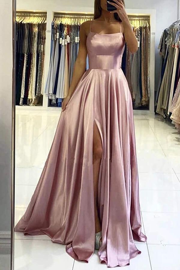 Elegant Spaghetti-Straps Long Prom Dress With Split - Image 5