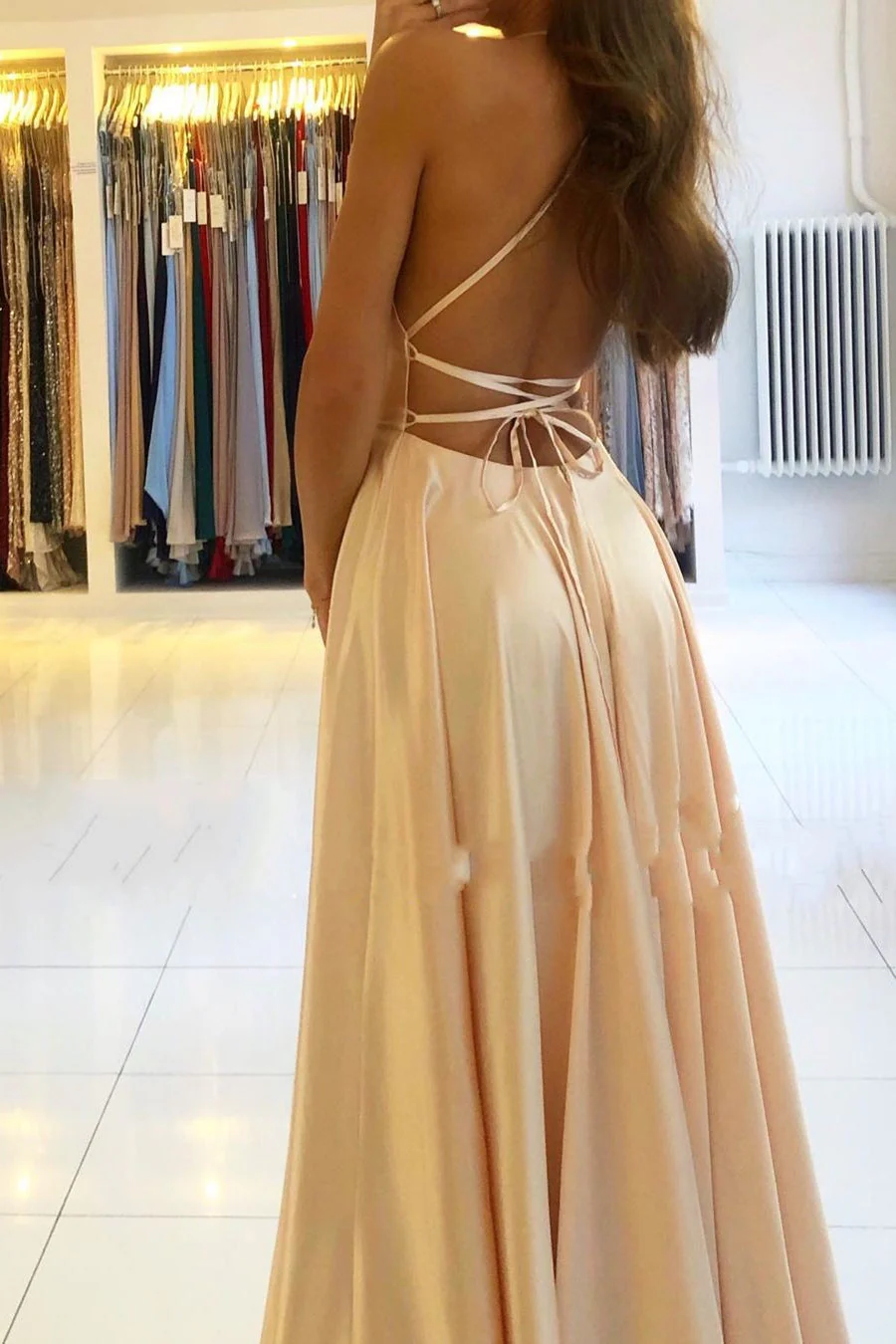 Elegant Spaghetti-Straps Long Prom Dress With Split - Image 7