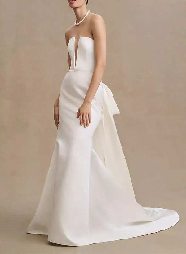 Elegant Strapless Satin Wedding Dresses Sash - Image 2