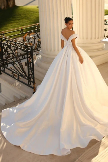 Fabulous Sweetheart Cap Sleeves Ball Gown Wedding Dresses Online Sequined - Image 2