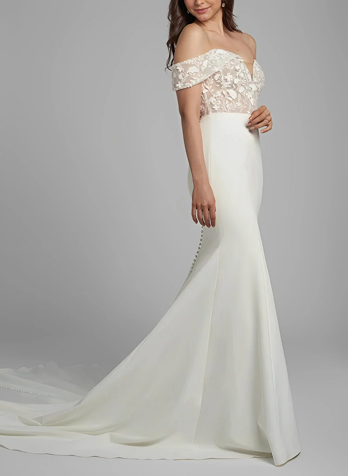 Elegant Sweetheart Elastic Satin Wedding Dresses Appliques Lace - Image 3