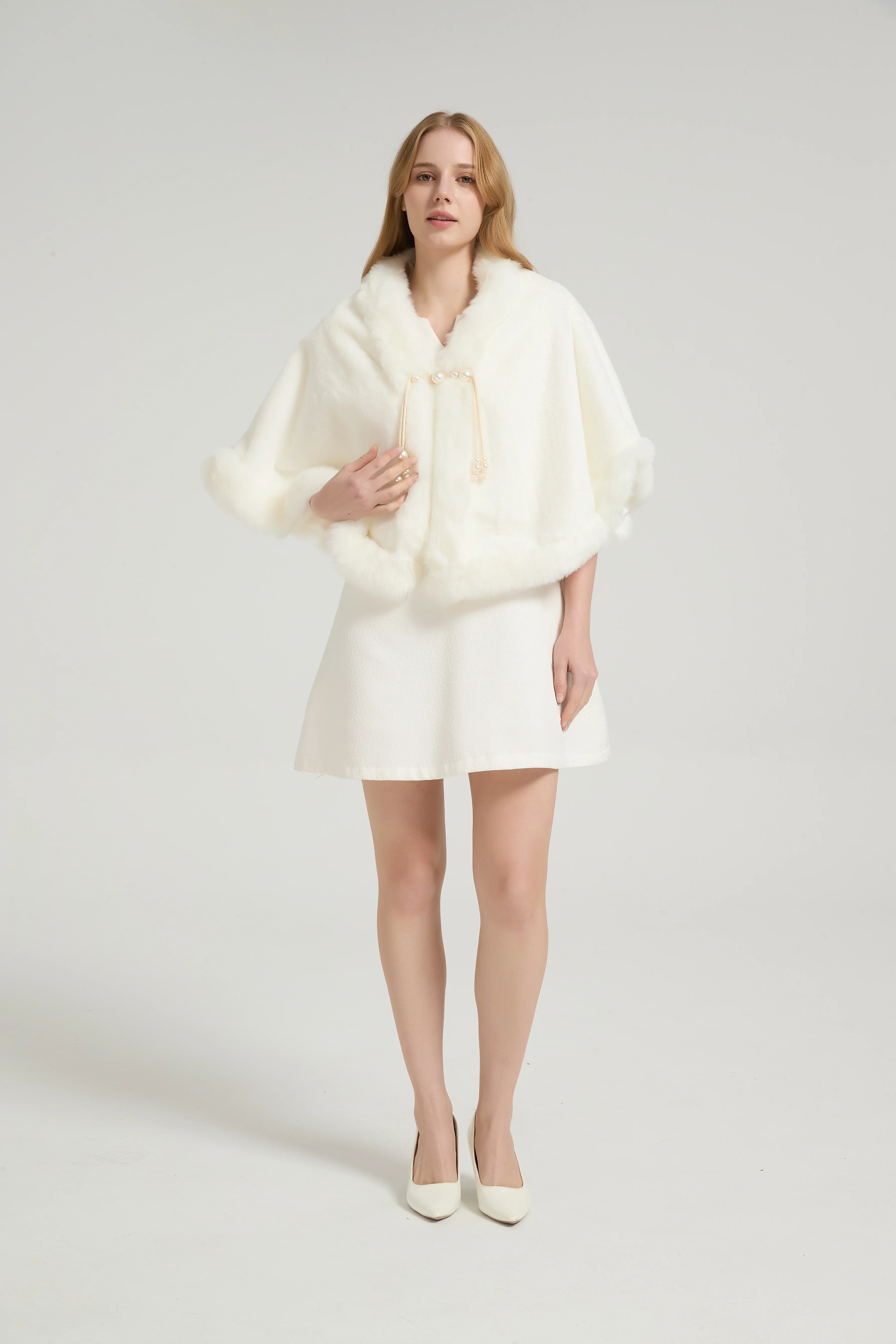 Elegant White Mink Cashmere Outerwear Winter Wedding Wraps - Image 10