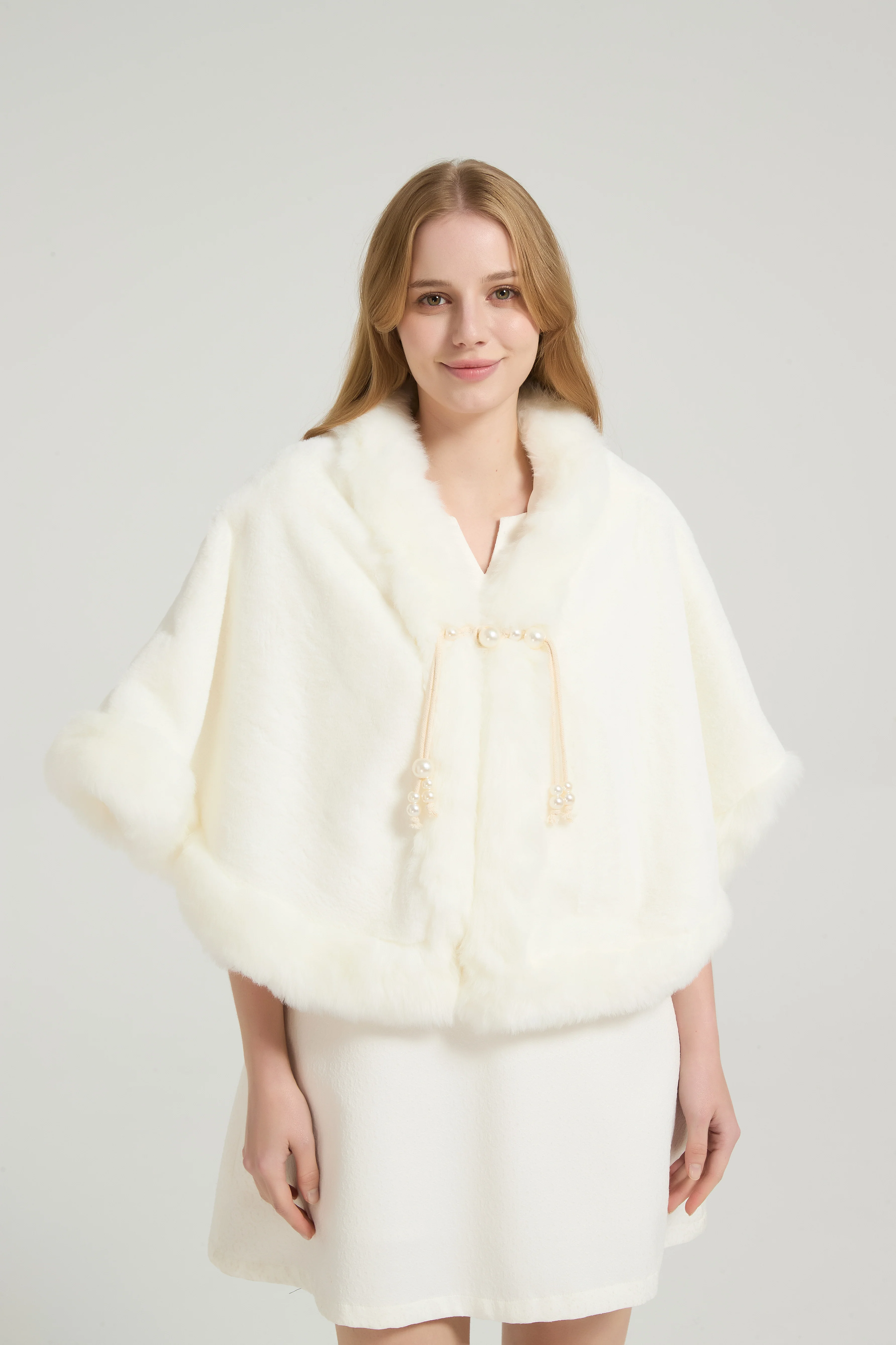 Elegant White Mink Cashmere Outerwear Winter Wedding Wraps - Image 11