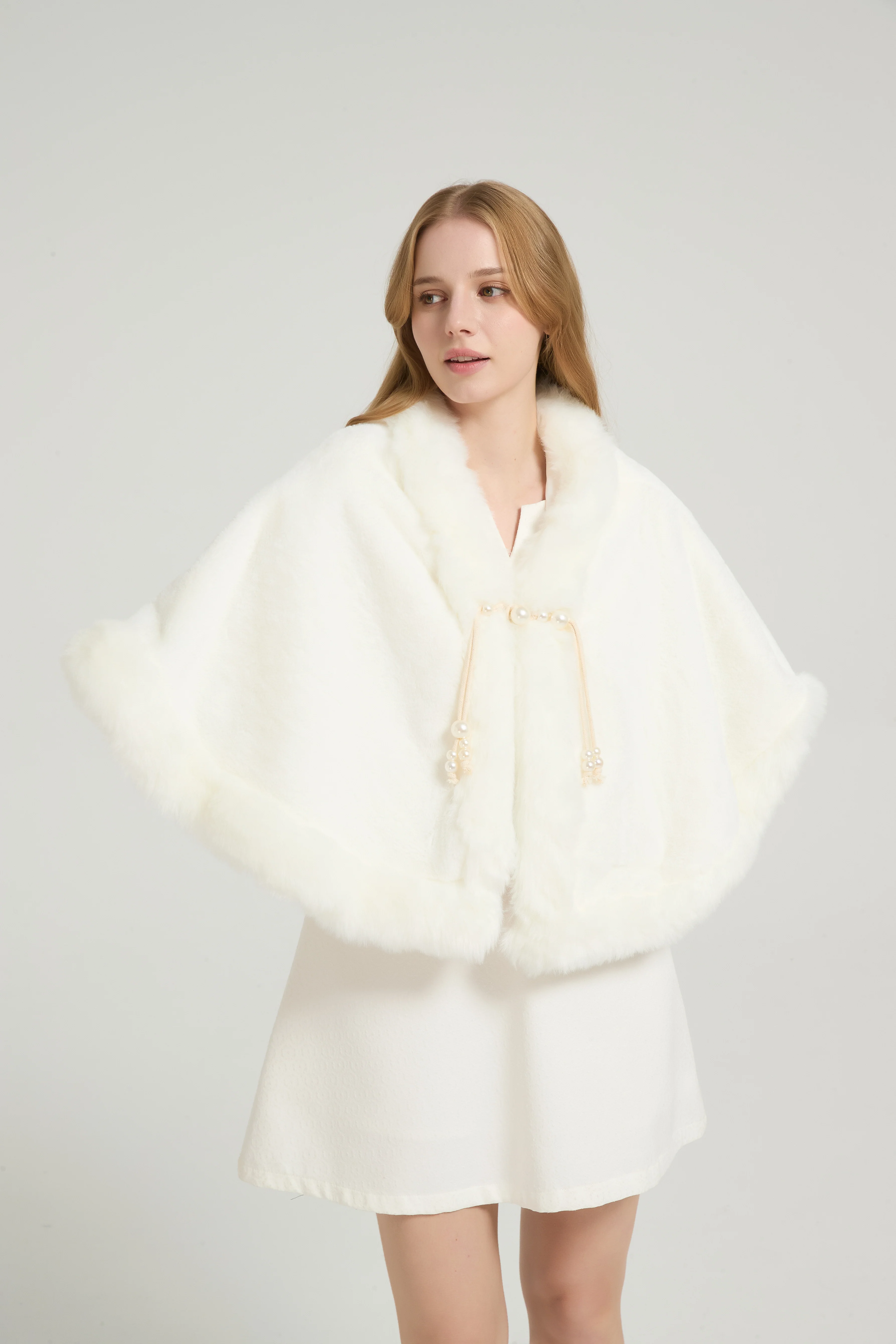 Elegant White Mink Cashmere Outerwear Winter Wedding Wraps - Image 13