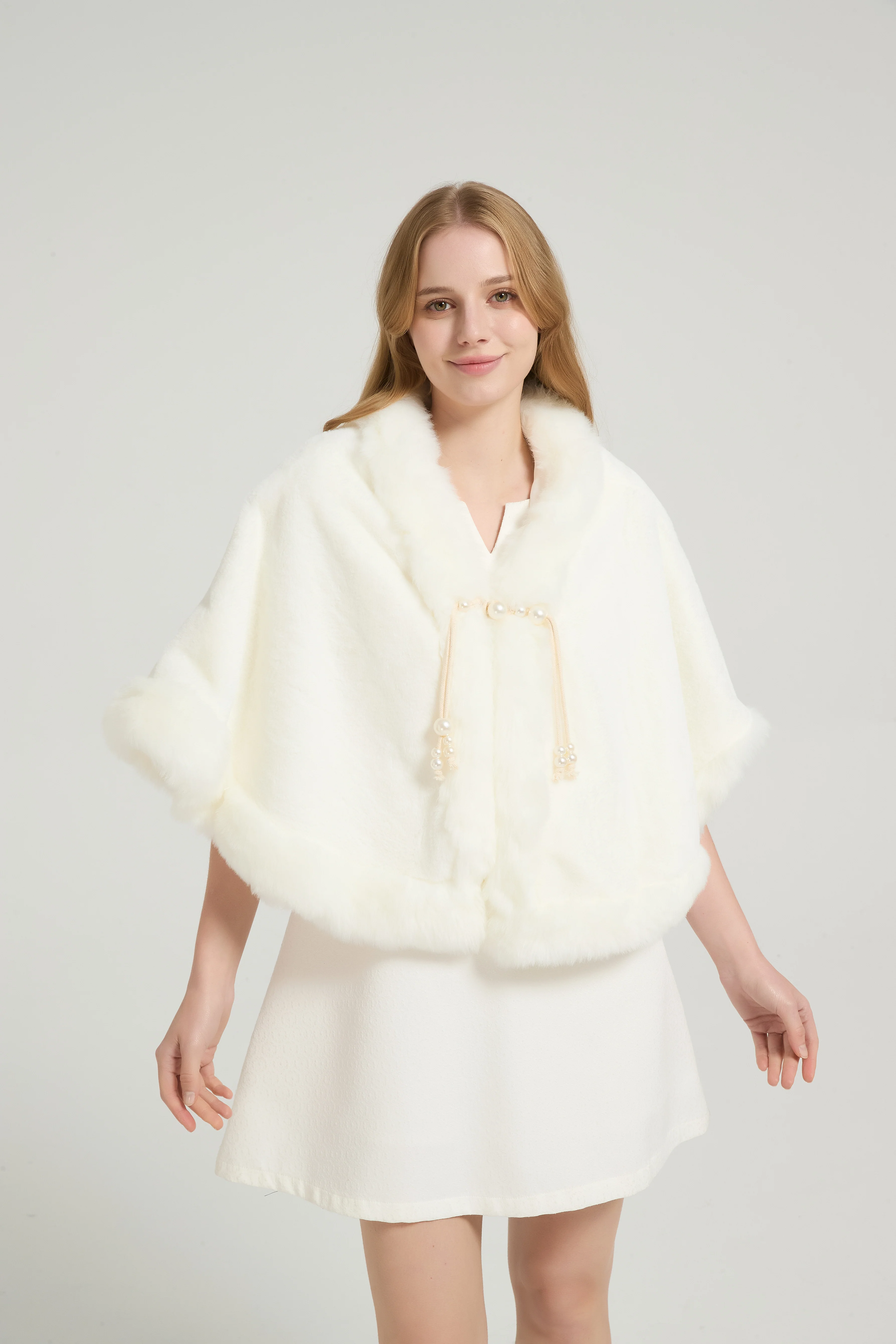Elegant White Mink Cashmere Outerwear Winter Wedding Wraps - Image 14