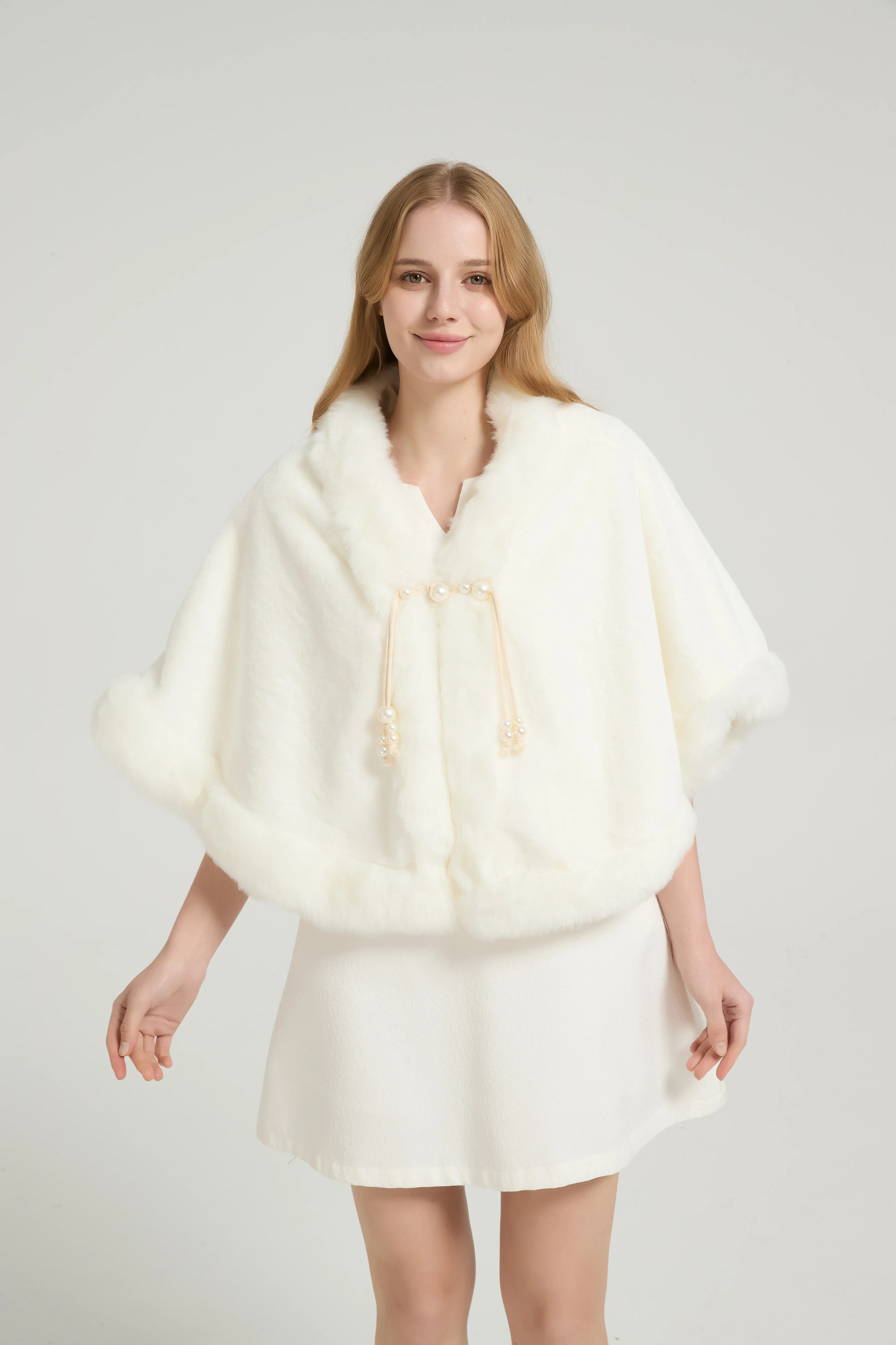 Elegant White Mink Cashmere Outerwear Winter Wedding Wraps - Image 15