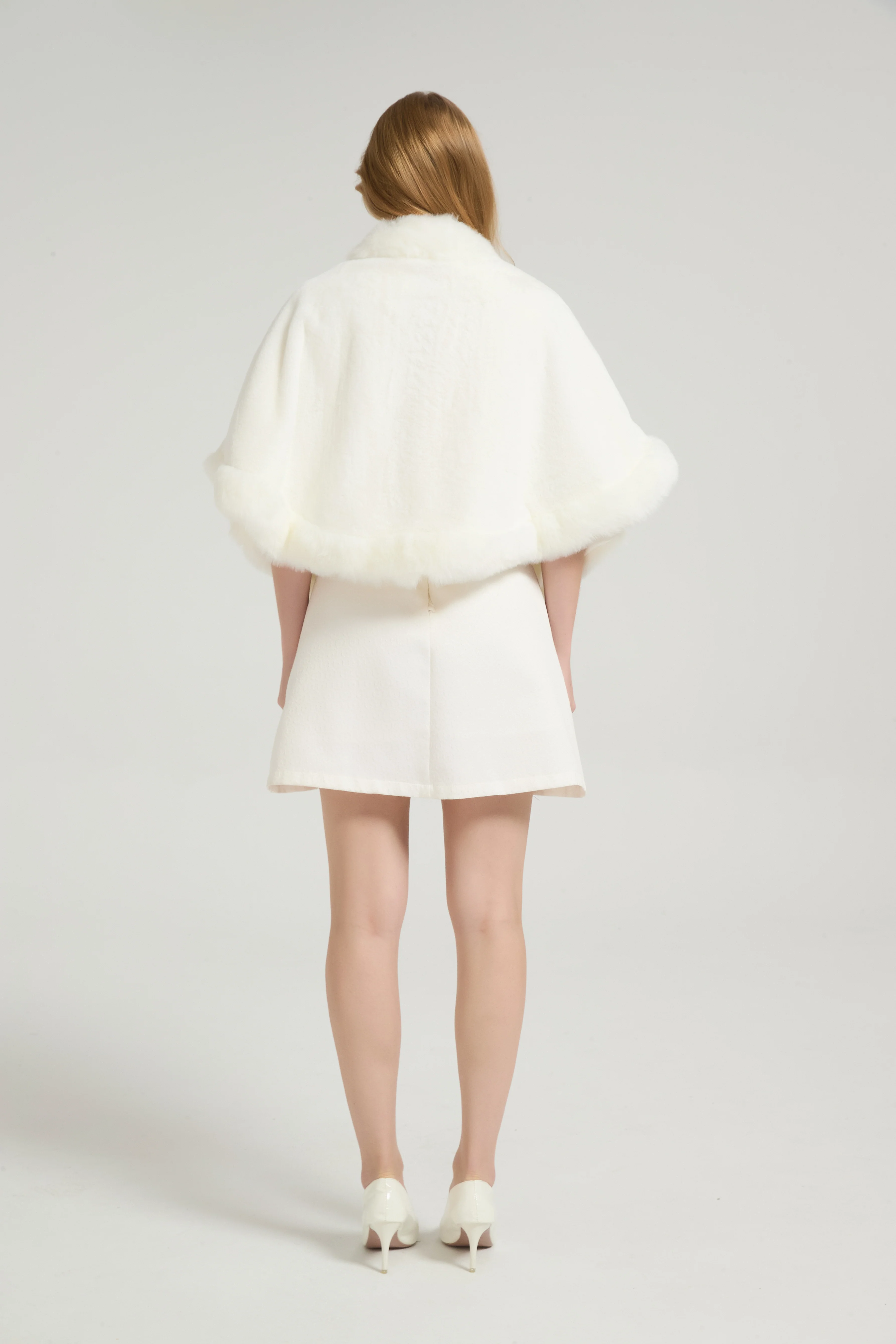 Elegant White Mink Cashmere Outerwear Winter Wedding Wraps - Image 4