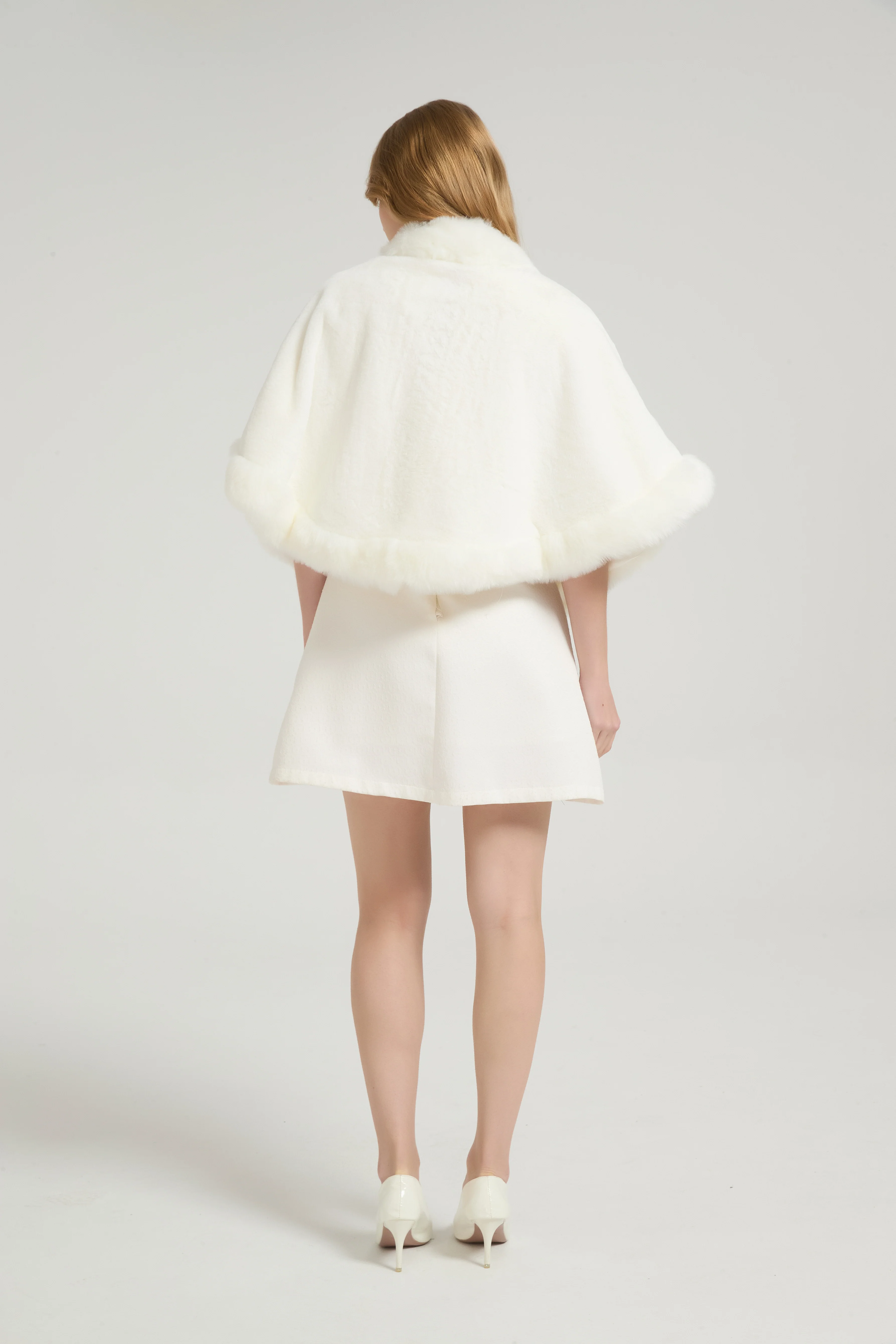 Elegant White Mink Cashmere Outerwear Winter Wedding Wraps - Image 5