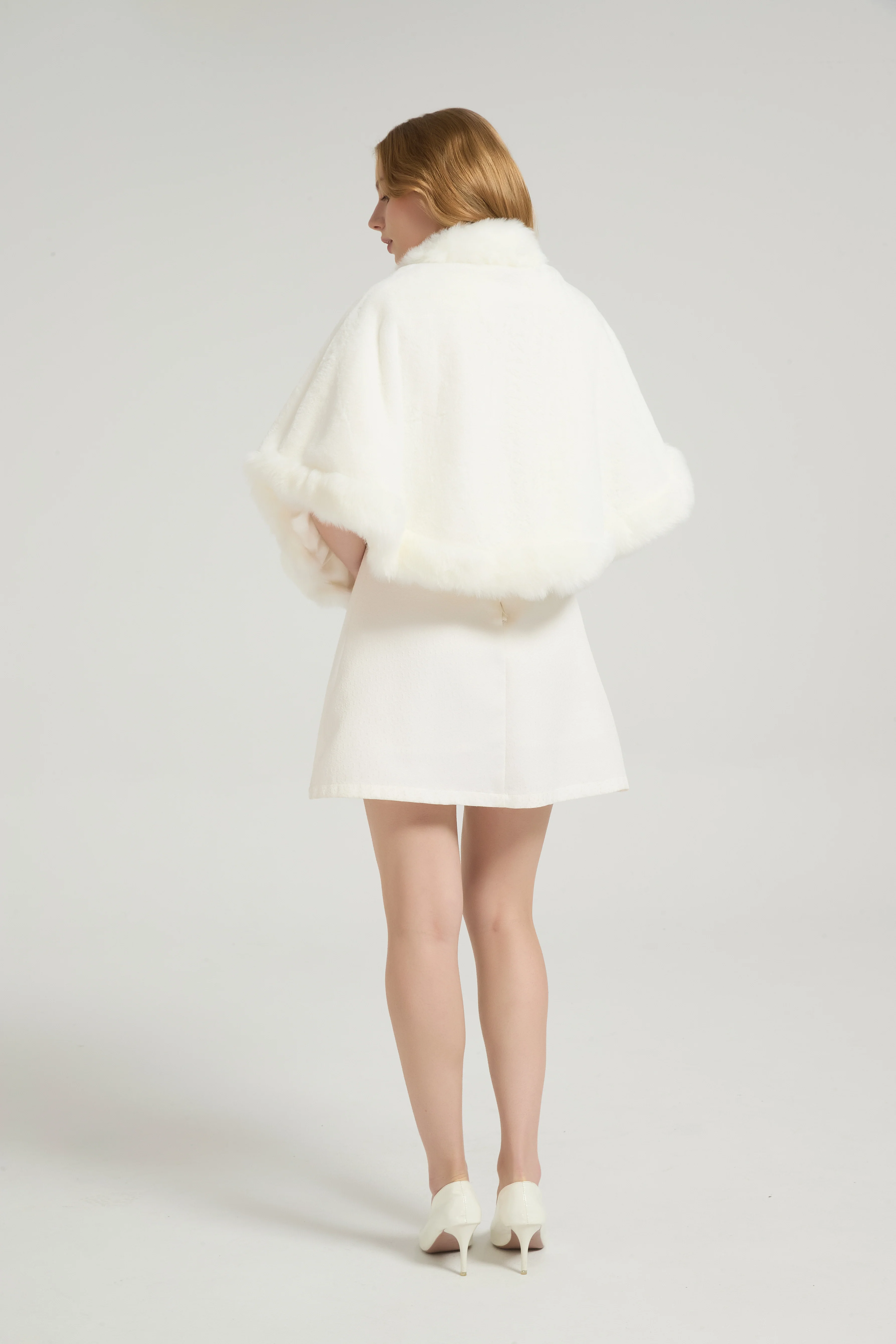 Elegant White Mink Cashmere Outerwear Winter Wedding Wraps - Image 6