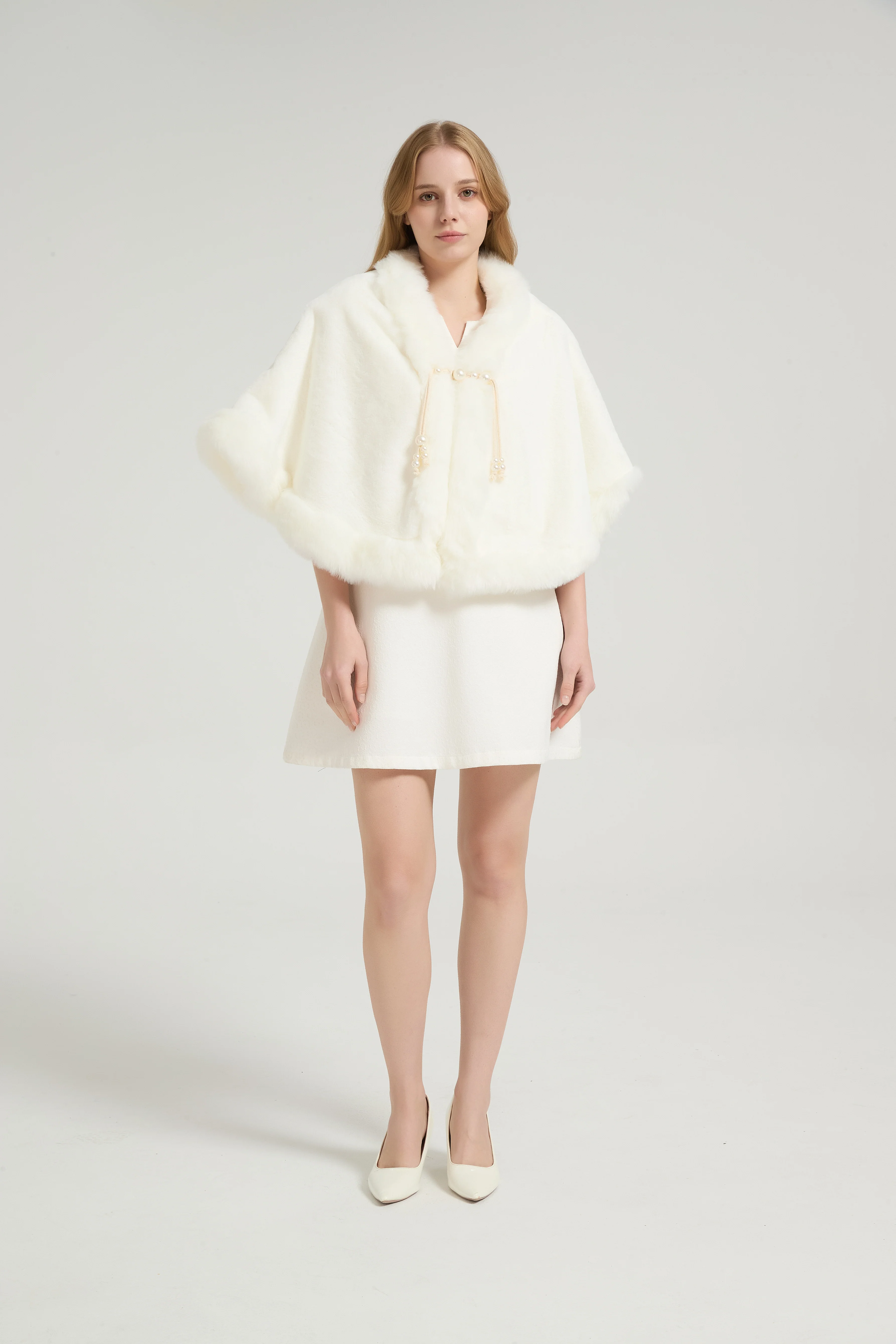 Elegant White Mink Cashmere Outerwear Winter Wedding Wraps - Image 7