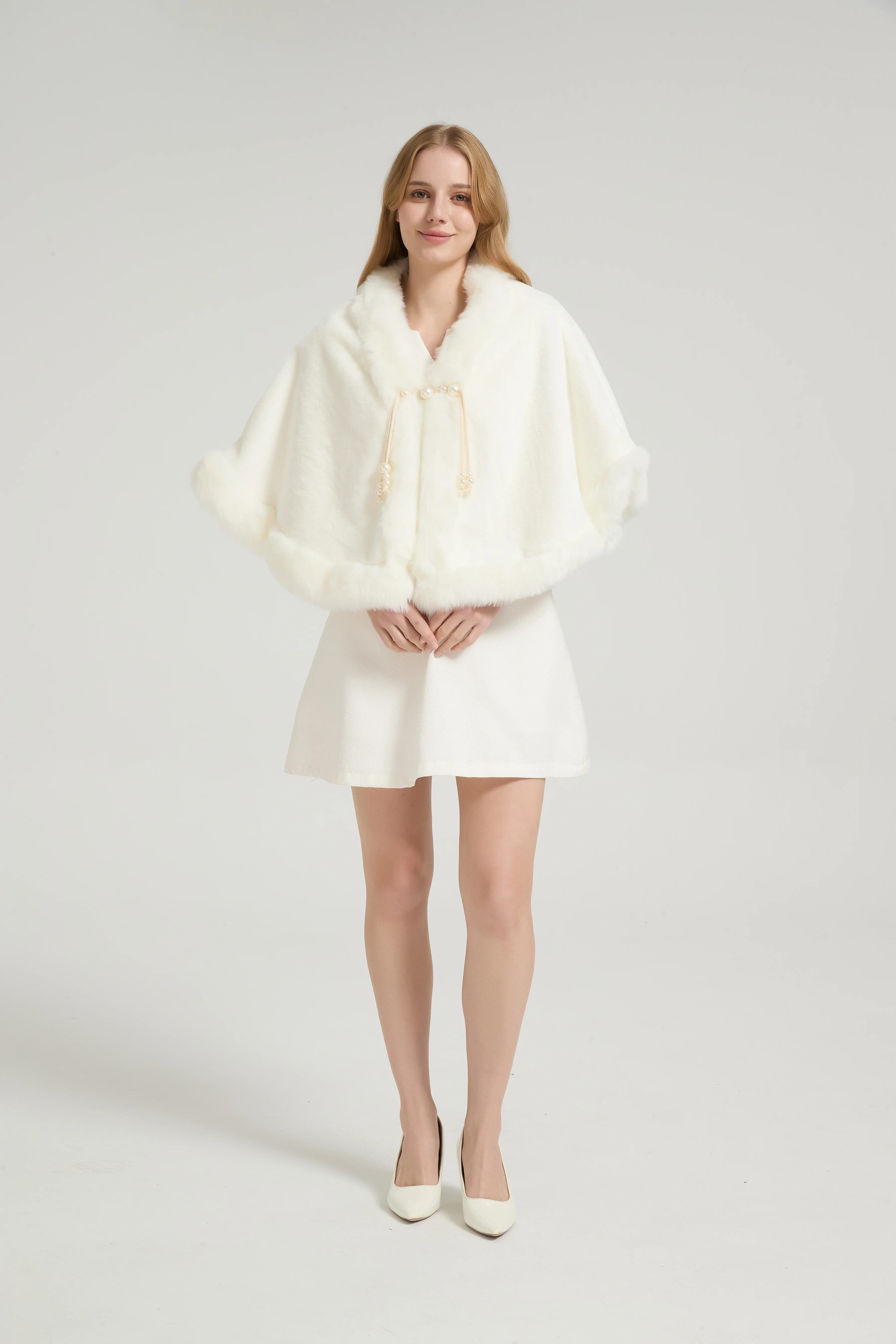 Elegant White Mink Cashmere Outerwear Winter Wedding Wraps - Image 8