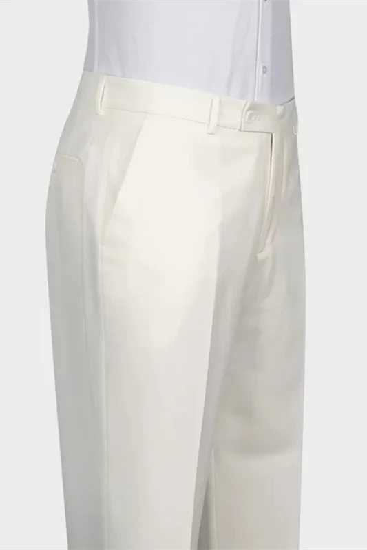 Elegant White Shawl Lapel Double-Breasted Wedding Suit - Image 3