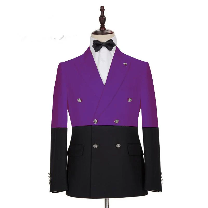 Modern Purple Double Breasted Peaked Lapel Men's Prom Suits Online - Image 2