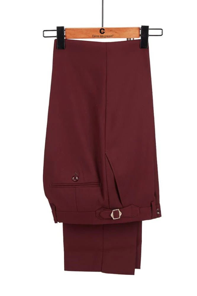 Classy Burgundy and Black Double Breasted Peaked Lapel Men Suits for Prom - Image 3