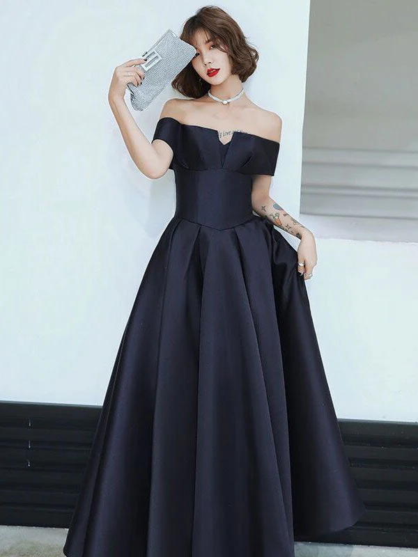 Amazing Evening Dress A-Line Bateau Neck Matte Satin Floor-Length Pleated Formal Party Dresses - Image 2
