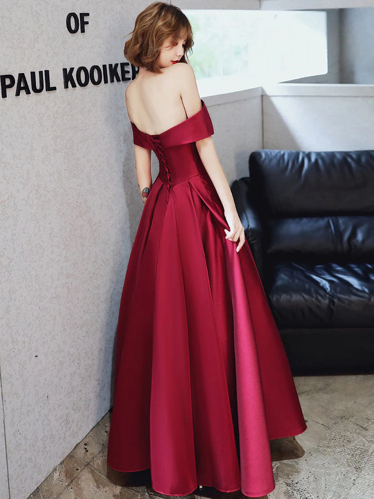 Amazing Evening Dress A-Line Bateau Neck Matte Satin Floor-Length Pleated Formal Party Dresses - Image 3