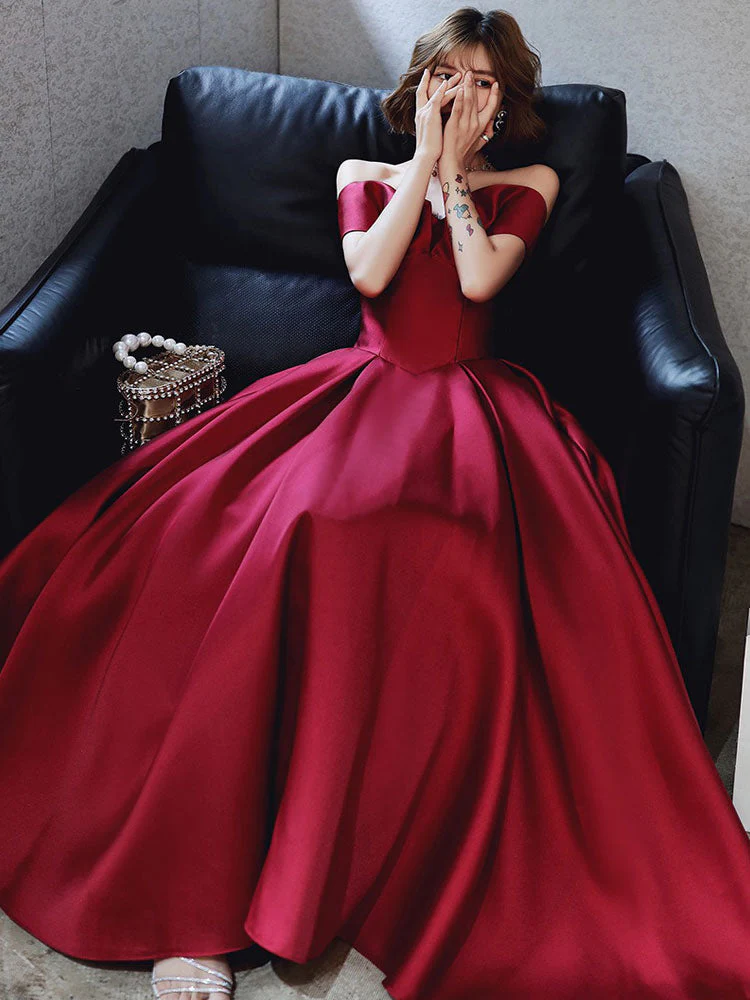 Amazing Evening Dress A-Line Bateau Neck Matte Satin Floor-Length Pleated Formal Party Dresses - Image 4