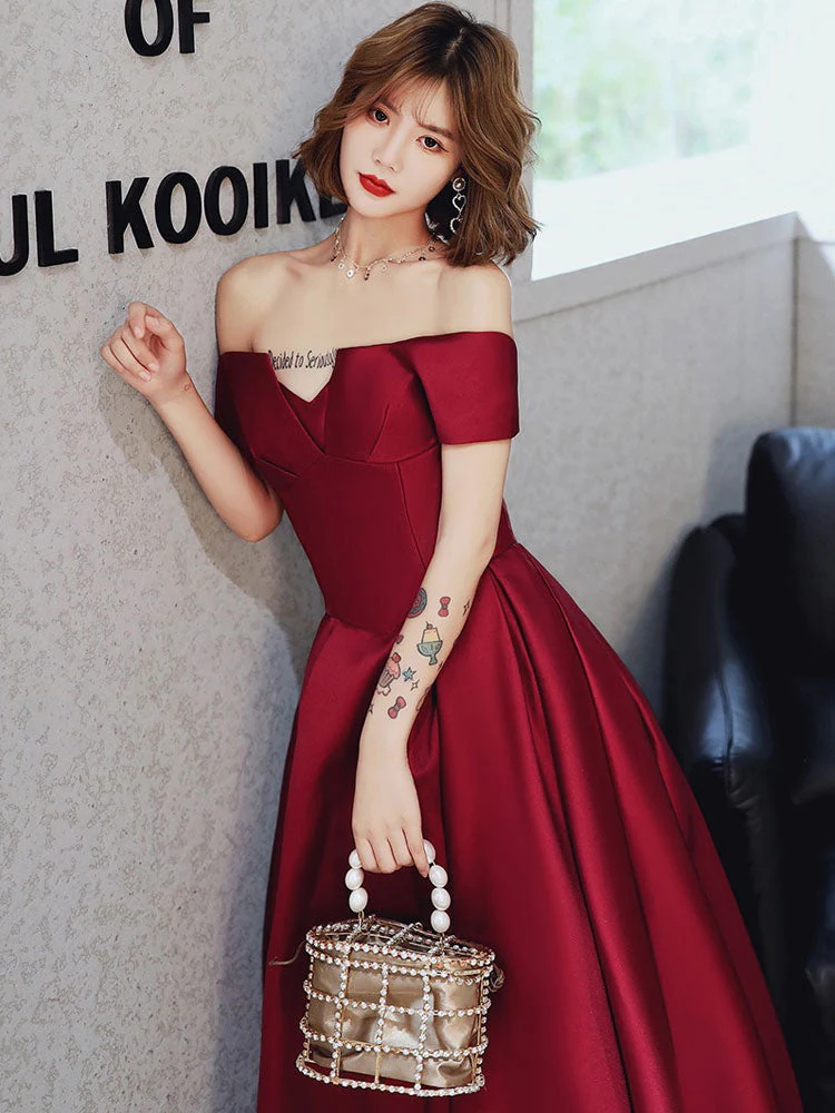 Amazing Evening Dress A-Line Bateau Neck Matte Satin Floor-Length Pleated Formal Party Dresses - Image 5