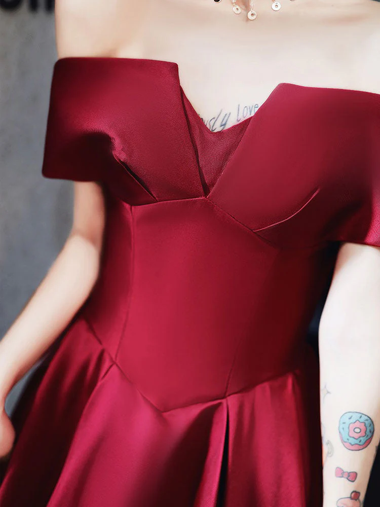 Amazing Evening Dress A-Line Bateau Neck Matte Satin Floor-Length Pleated Formal Party Dresses - Image 6
