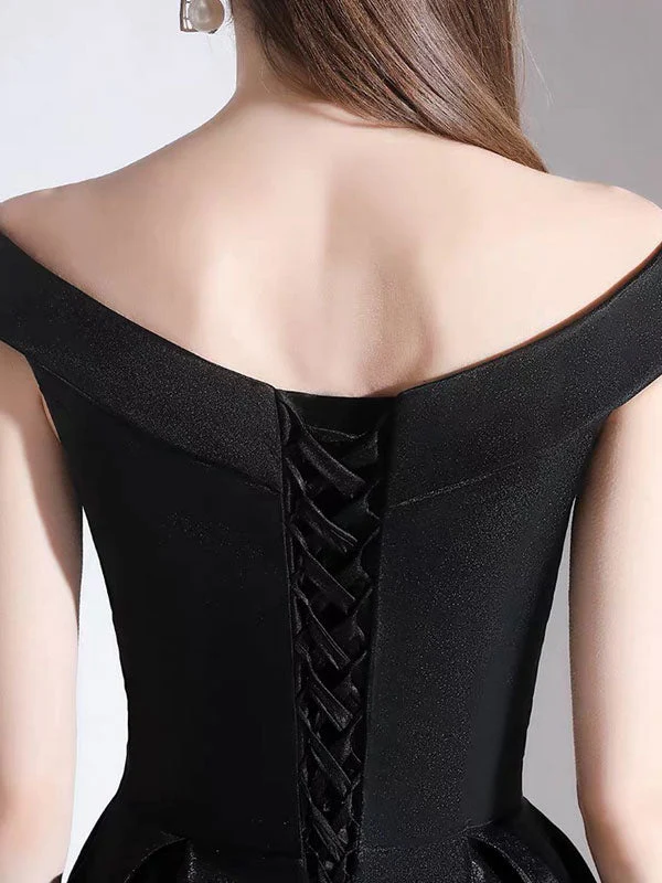 Modern Evening Dress A Line Bateau Neck Satin Fabric Floor Length Formal Party Dresses - Image 8