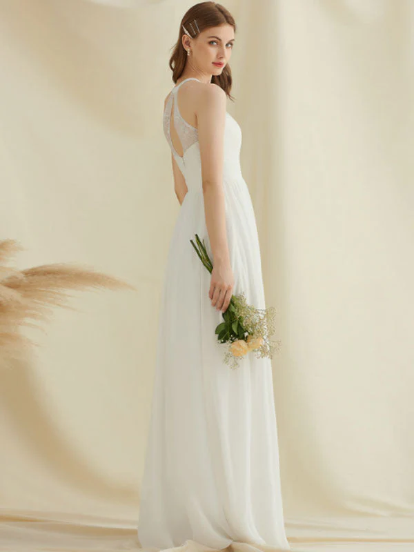 Amazing Evening Dress A Line Jewel Neck Chiffon Floor Length Applique Formal Dinner Dresses Party Dress - Image 3