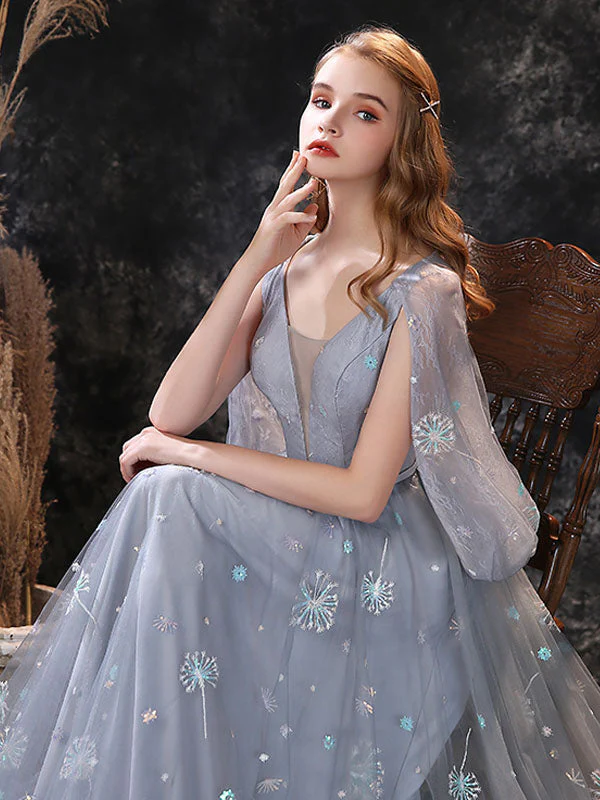 Glamorous Evening Dress A-Line Jewel Neck Lace Floor-Length Lace Formal Dinner Dresses - Image 2