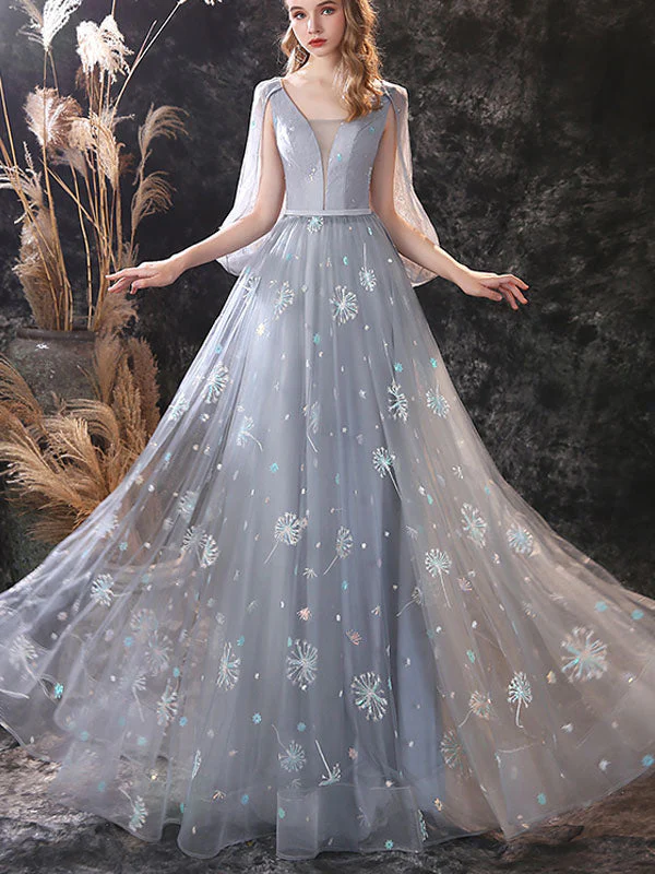 Glamorous Evening Dress A-Line Jewel Neck Lace Floor-Length Lace Formal Dinner Dresses - Image 5