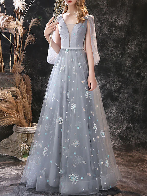 Glamorous Evening Dress A-Line Jewel Neck Lace Floor-Length Lace Formal Dinner Dresses - Image 9