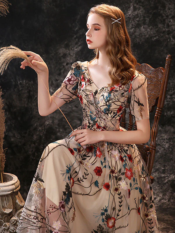 Gorgeous Evening Dress A-Line Jewel Neck Lace Tea-Length Social Pageant Dresses - Image 10