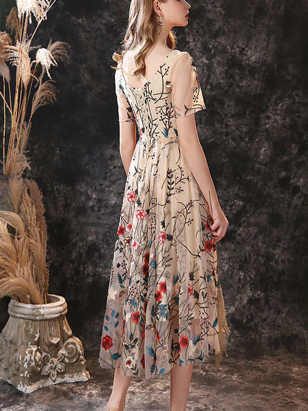 Gorgeous Evening Dress A-Line Jewel Neck Lace Tea-Length Social Pageant Dresses - Image 8